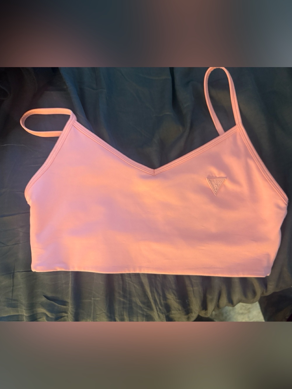 GUESS Pink Logo-Strap Sports Bralette
